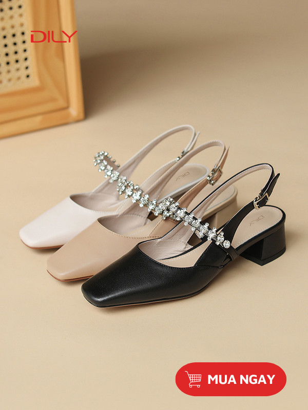 Giày slingback quai ngang đính đá lấp lánh AA0367 - DILY