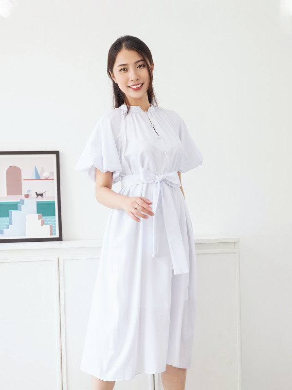 Đầm Sơ Mi Tay Chuông Thắt Eo AB0264